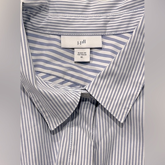 J. Jill Womens Light Blue and white, Multi directional, Stripe Button Down Shirt - Picture 4 of 6